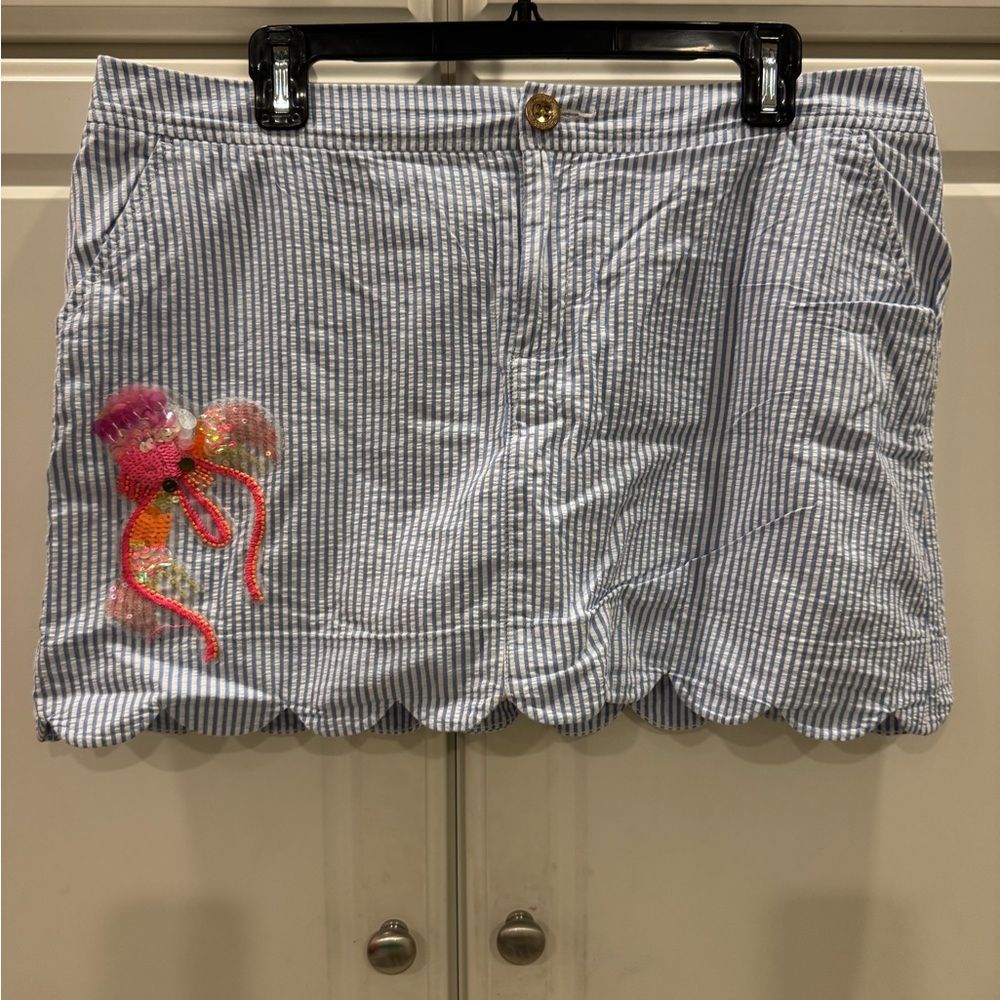 Lilly Pulitzer Blue Seersucker Skort
